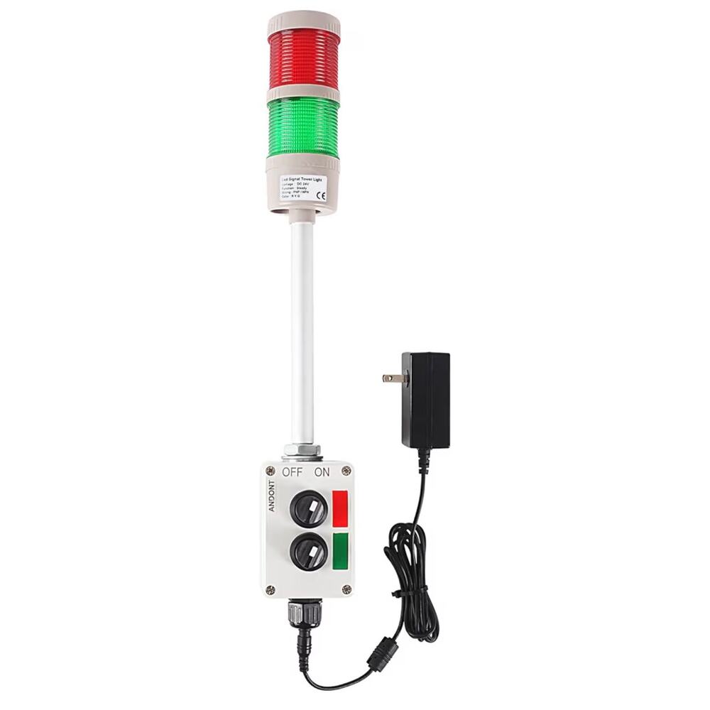 2-Stack LED Andon Tower Signal Light, Red/Green, On/Off, NEW